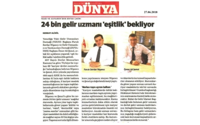 "24 Bin Gelir Uzmanı Eşitlik Bekliyor" (Muhtelif Gazeteler)